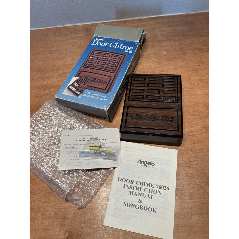 VTG NOS Angelo 76026 Programmable 48 Tunes Composer Door Chime Wood Grain
